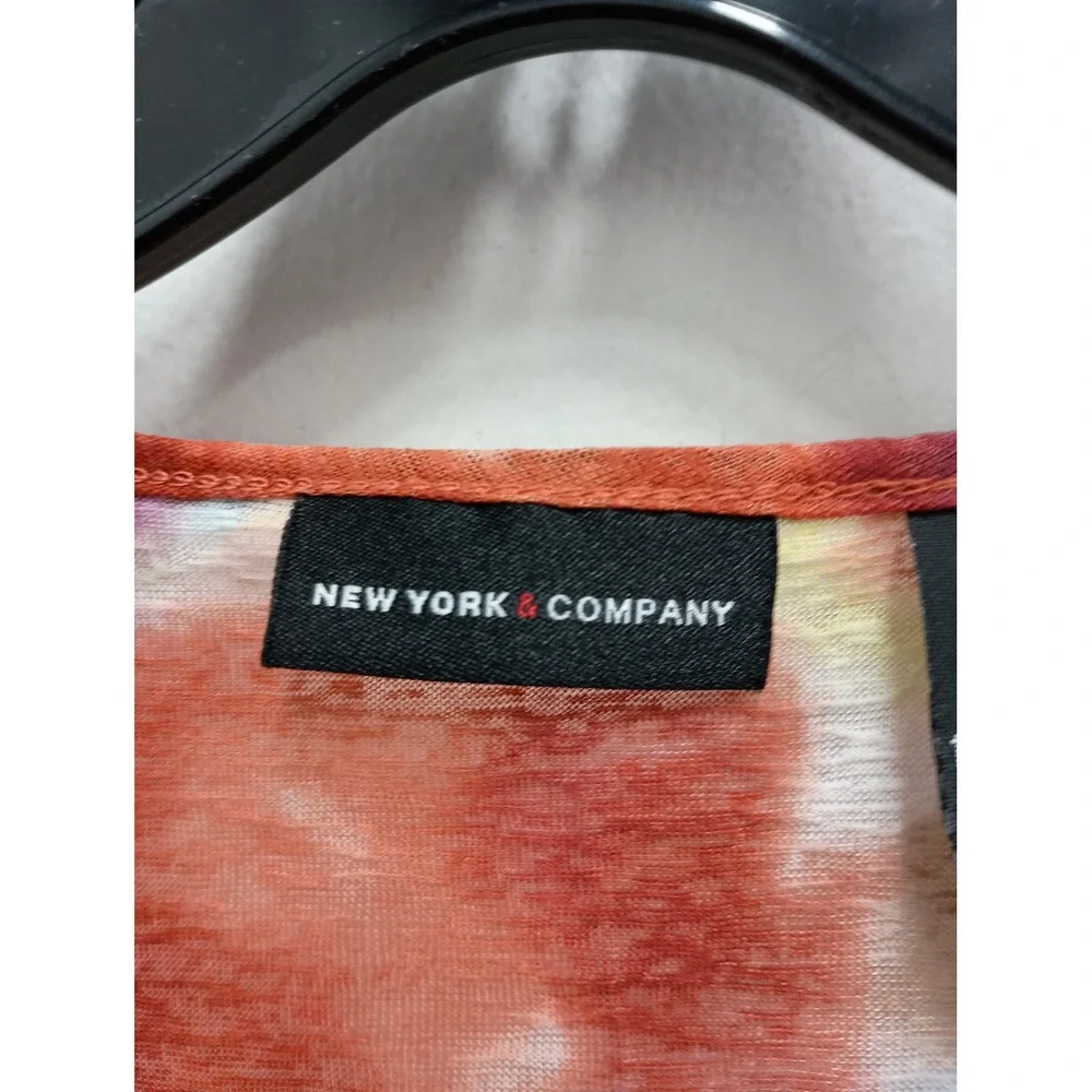 New York & Company VTG Y2K Babydoll Tank Top Womens‎ Large Orange Floral Ruffle